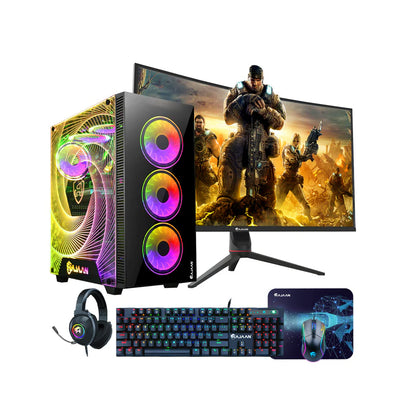 Liquid Cooled HAJAAN CYCLONIA Gaming PC | 12th Gen Intel Core i7-12700F Processor | GeForce RTX 4060 8GB | 32GB DDR4 RAM | 1TB NVMe | 32” Inch Curved Gaming Monitor | AC Wi-Fi | Windows 11 Pro
